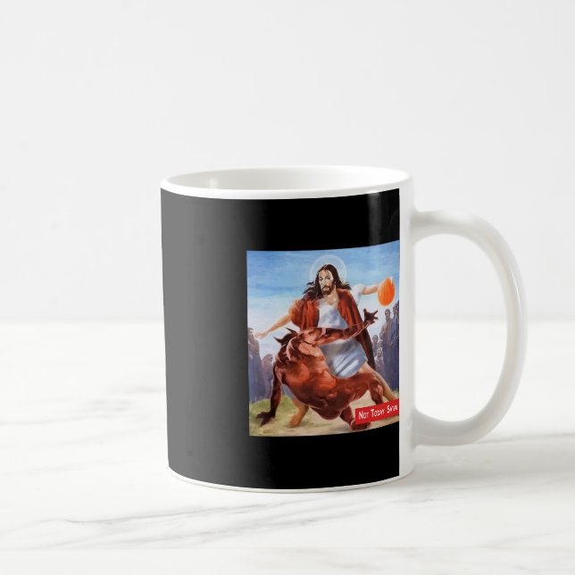 Fun Not Today Satan Jesus Crossover Basketball  Coffee Mug (Right)