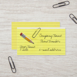 Fun notepaper pencil Trompe-l'œil Business Card