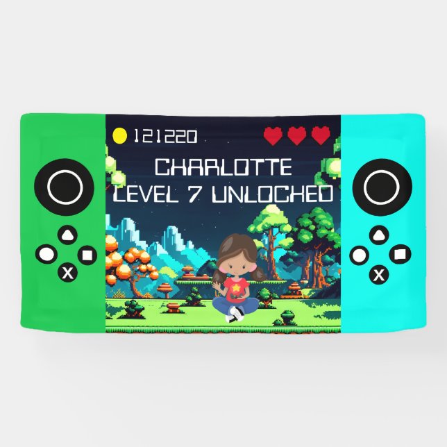 Fun Novelty Computer Game Birthday Party Banner (Horizontal)