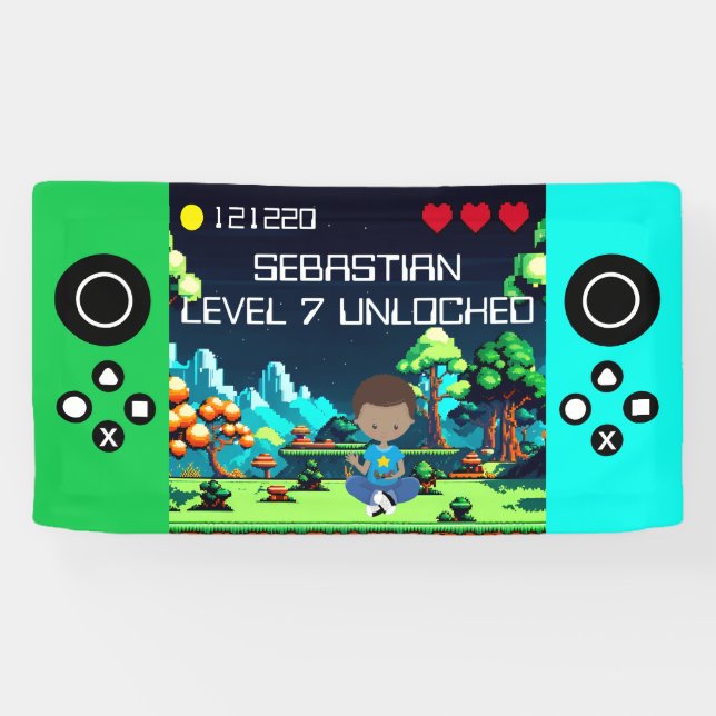 Fun Novelty Computer Game Birthday Party Banner (Horizontal)