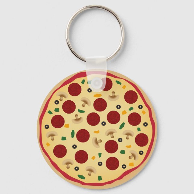 Fun Novelty Pepperoni and Veggie Pizza Key Ring (Front)
