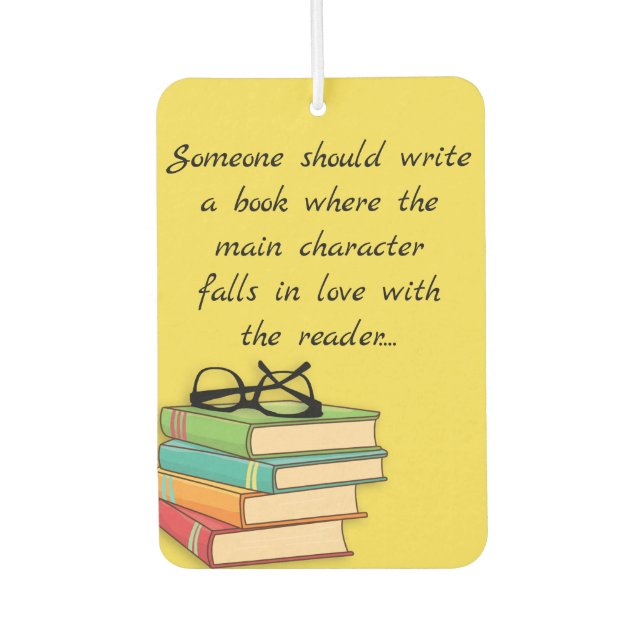 Fun Novelty Reading Books Geek Falls In Love Car Air Freshener (Front)