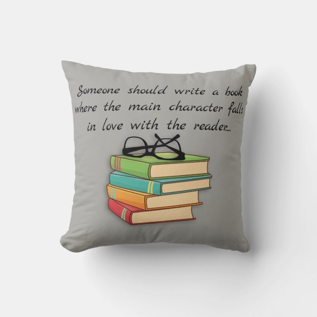 Fun Novelty Reading Books Geek Falls In Love Cushion (Front)