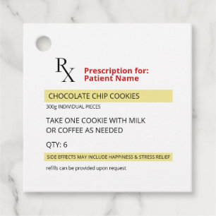Fun Novelty Rx Prescription Cookie Favour Tags
