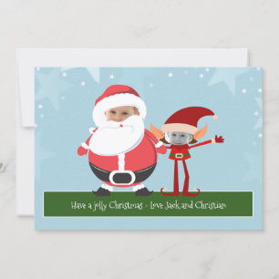 Fun Novelty Santa And Elf Christmas Personalised Holiday Card