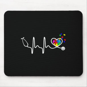 Fun Nurse Autism Puzzle Stethoscope Heart 1 Mouse Pad