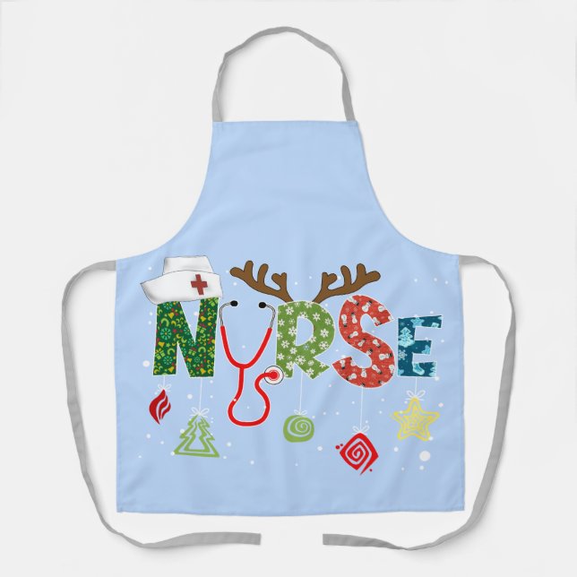 Fun Nurse Christmas apron.   Apron (Front)