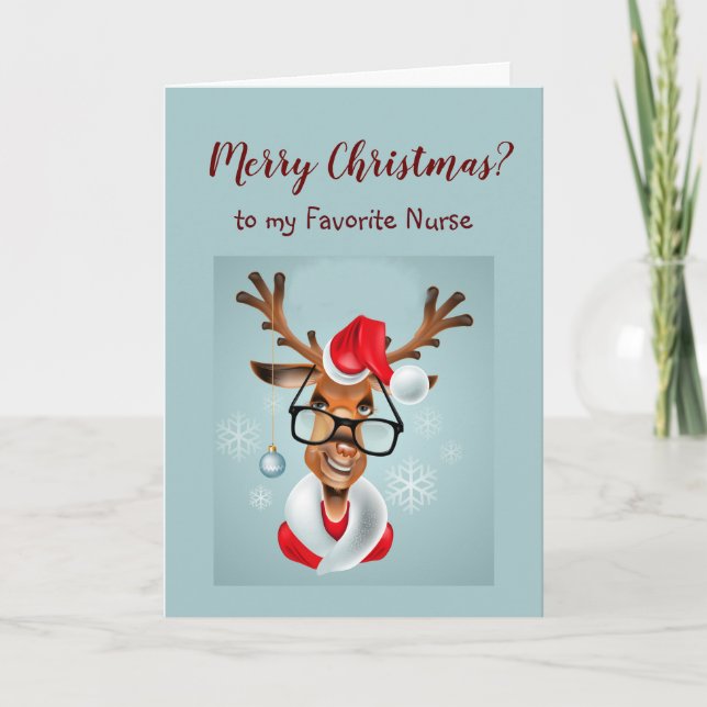 Fun Nurse Christmas Wishes Santa Claus Holiday Card (Front)