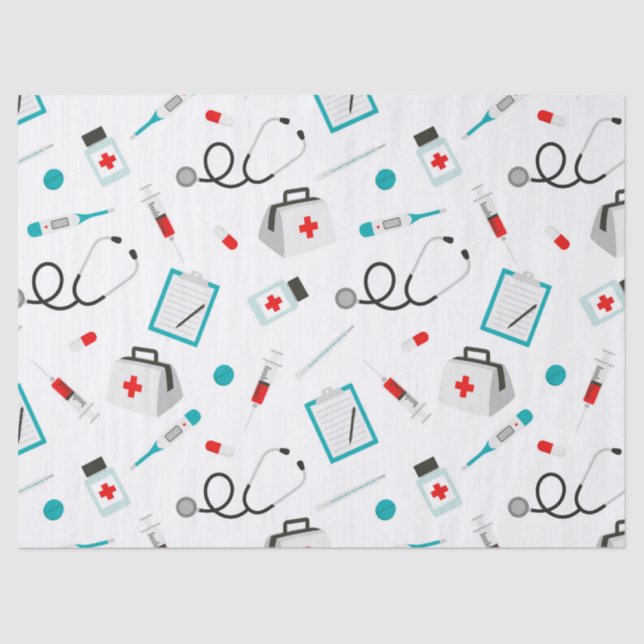 fun Nurse equipment pattern party tissue paper (Front)