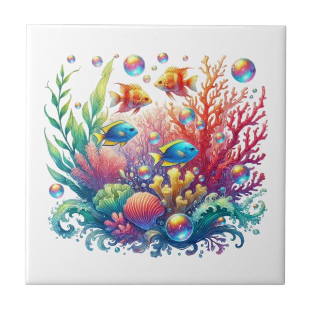Fun ocean fish beach lovers tile (Front)