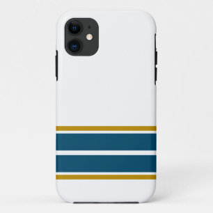 Fun Ocean Teal Bottom Edge Racing Stripes On White Case-Mate iPhone Case