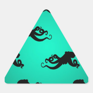 Fun Octopus Silhouettes on Green Triangle Sticker