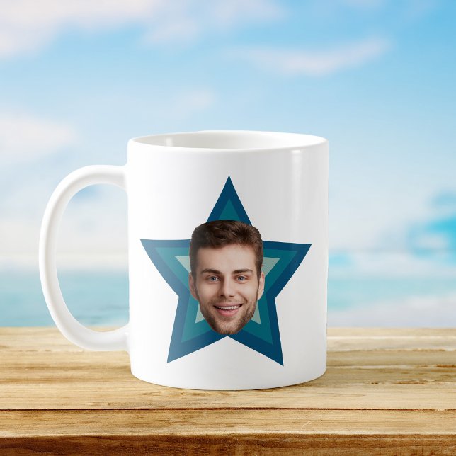 Fun Office CUSTOM Photo Cutout Retro Star Humour Coffee Mug (Creator Uploaded)