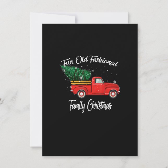 Fun Old Fashioned Family Christmas Tree Oldtimer R Invitation (Front)