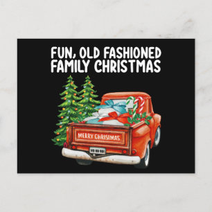 Fun Old Fashioned Family Christmas Truck Tree Postcard