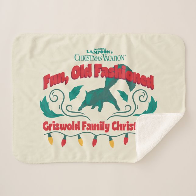 Fun, Old Fashioned Griswold Family Christmas Sherpa Blanket (Front (Horizontal))
