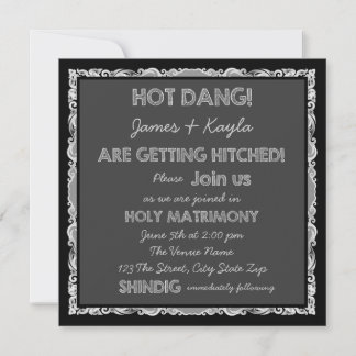 Fun Old School Rustic Chalkboard Country Wedding Invitation