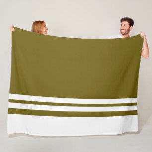 Fun Olive Colour Block White Bottom Racing Stripes Fleece Blanket