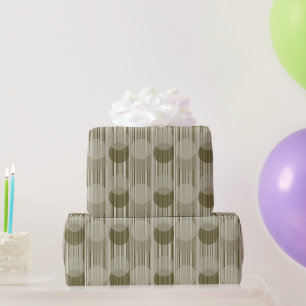 Fun Olive Green Party Tinsels and Confetti Pattern Wrapping Paper