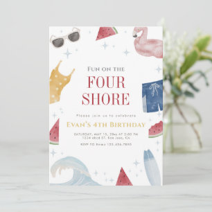 Fun On The Four Shore Summer Beach Coastal Invitation