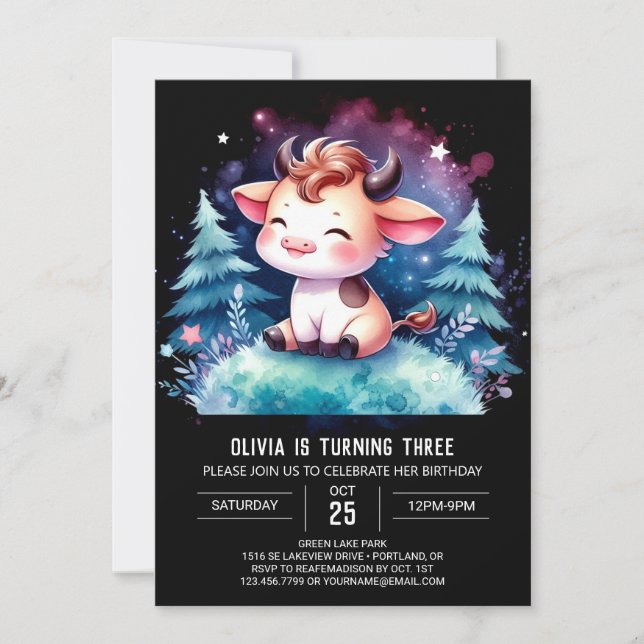 Fun Online Cow Birthday Invitation (Front)