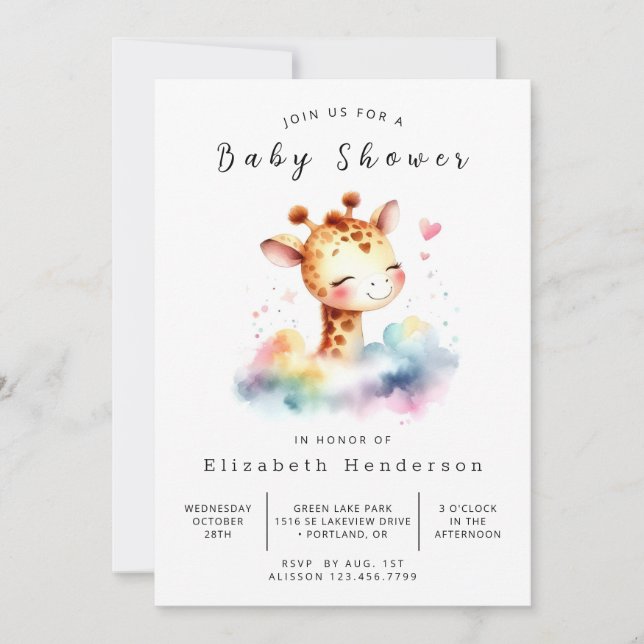 Fun Online Giraffe Baby Shower Invitation (Front)