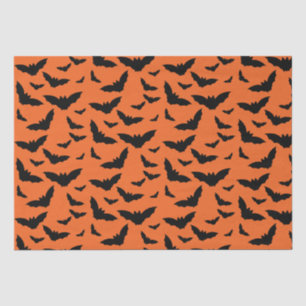 Fun Orange and Black Flying Bats Tissue Paper