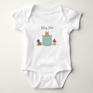 Fun Orange Baby Fox Illustration  Baby Bodysuit