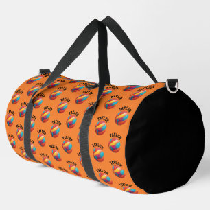 Fun Orange Basketball Sport Bold Typography Nam Duffle Bag
