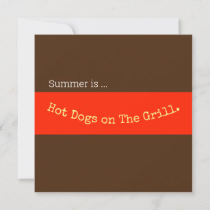 Fun Orange Brown Hot Dogs On The Grill Invitation