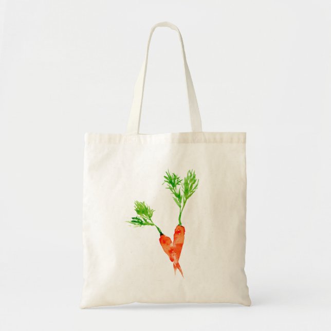 Fun orange carrots vegetable watercolor pattern tote bag (Front)