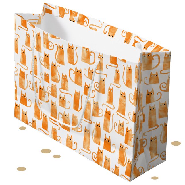 Fun Orange Cat Large Gift Bag (Fun orange ginger cat pattern gift bag)