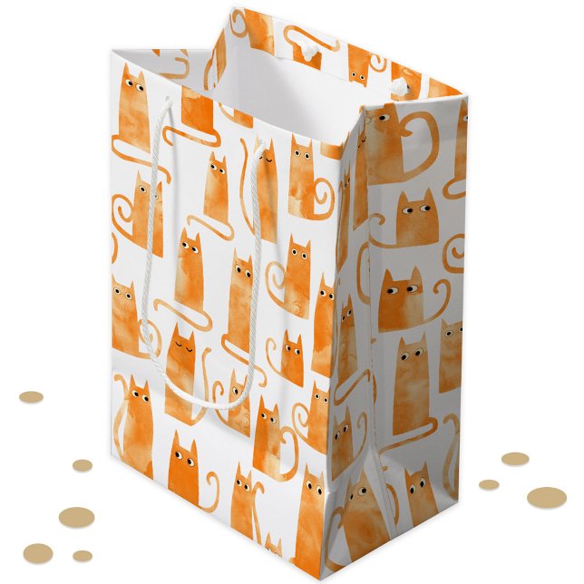 Fun Orange Cat Medium Gift Bag (Fun orange ginger cat pattern gift bag)