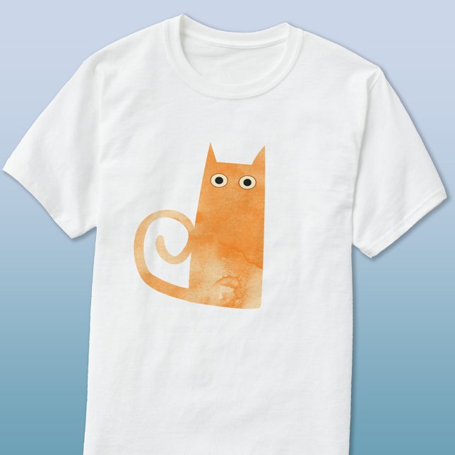 Fun Orange Cat T-Shirt (Orange ginger watercolor cat fun t-shirt)