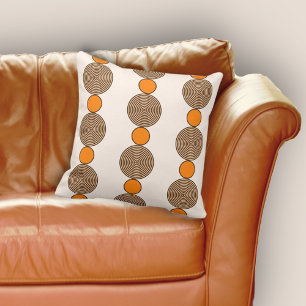 Fun Orange Circle Lines Repeat Pattern Cushion