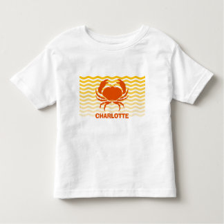 Fun orange crab on the sandy seashore toddler T-Shirt