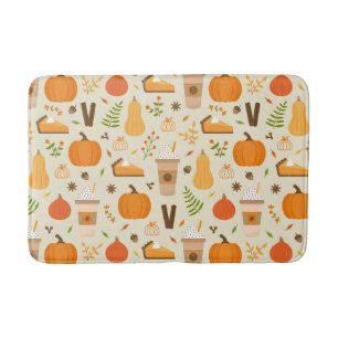 Fun Orange Fall Pattern Bath Mat