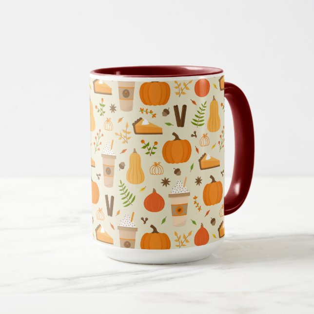Fun Orange Fall Pattern Mug (Front Right)