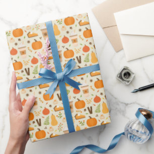 Fun Orange Fall Pattern Wrapping Paper
