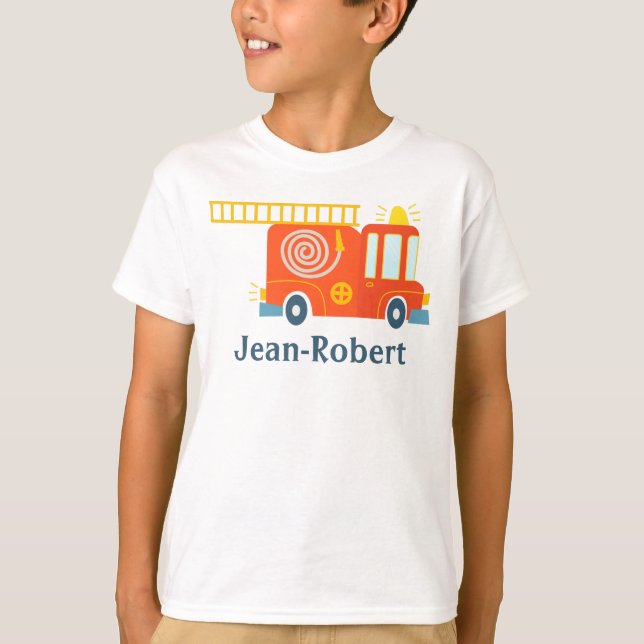 Fun orange fire truck hose ladder siren T-Shirt (Front)