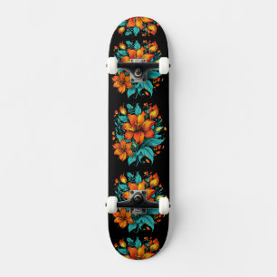 Fun Orange Flowers Skateboard