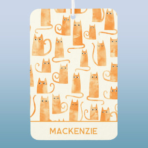 Fun Orange Ginger Cat Pattern Personalised Car Air Freshener