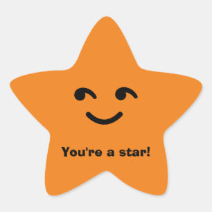 Fun Orange Happy Smiling Face You're A Star School Sticker