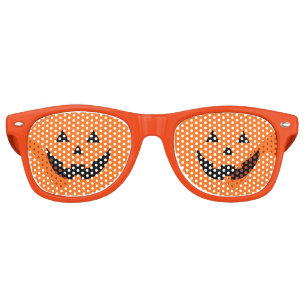 Fun orange Jack o lantern pumpkin face Halloween Retro Sunglasses