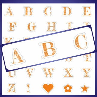 Fun Orange Letters | Monogram Alphabet Stickers