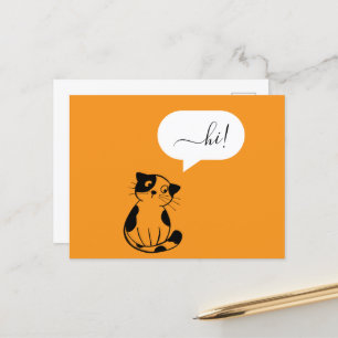 Fun Orange Postcard with Hi Cat