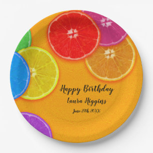 Fun orange slices Birthday Party Paper Plate