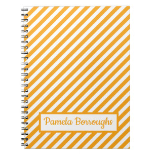 Fun Orange Stripes Striped Modern Stirpe Notebook