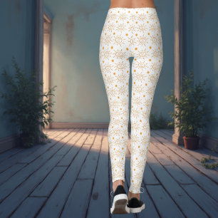 Fun Orange White Hand Drawn Smile Face Sun Leggings