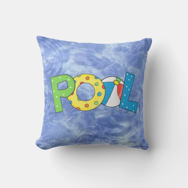 Fun outdoor pool throw pillow (Front)